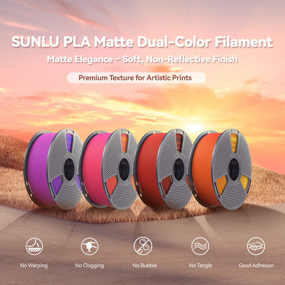 [Buy 4 Get $2off Each] SUNLU Matte PLA Dual-Color 3D Printer Esthenic Filament 1KG, Seamless Two-Tone Shifts & Soft Matte Finish