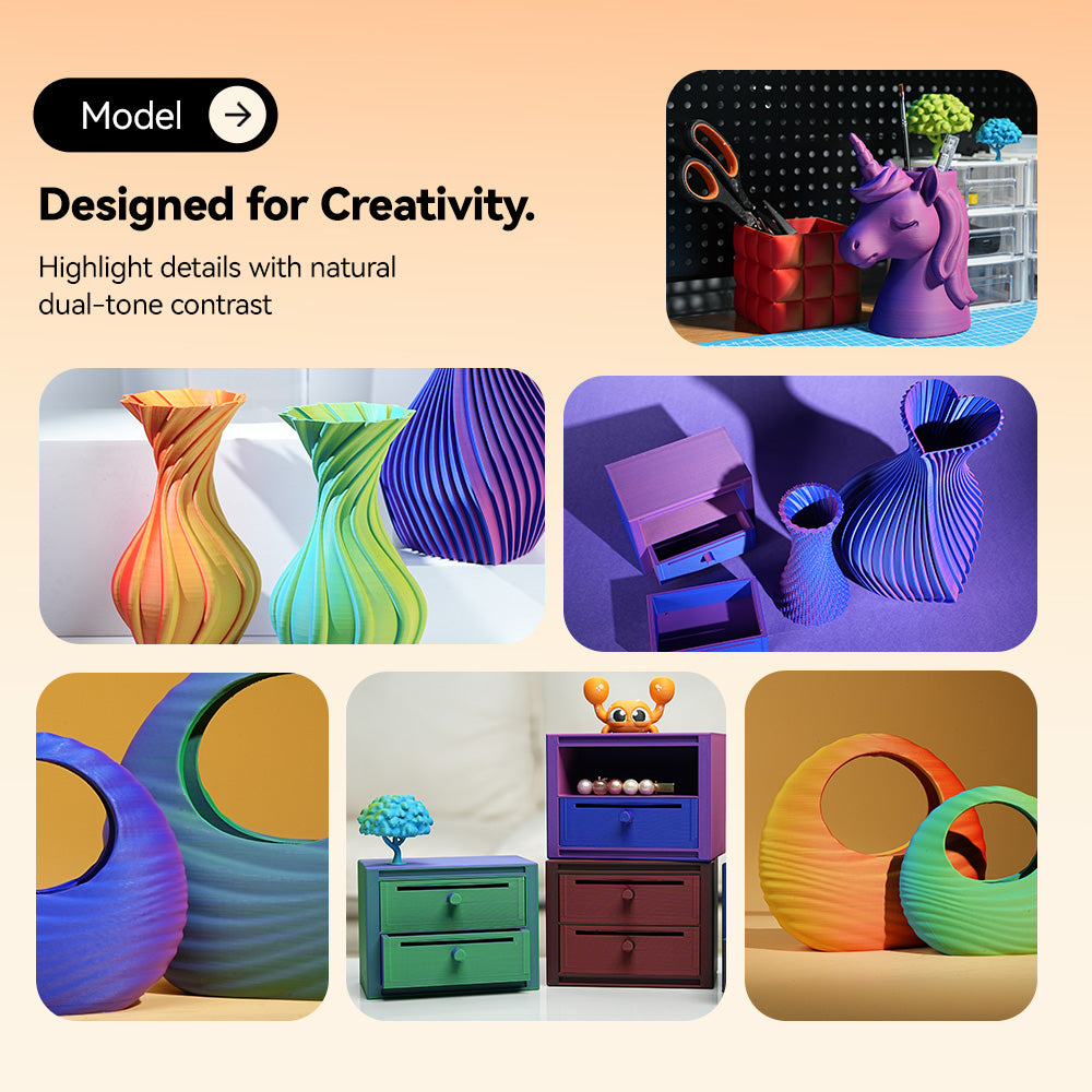 [Buy 4 Get $2off Each] SUNLU Matte PLA Dual-Color 3D Printer Esthenic Filament 1KG, Seamless Two-Tone Shifts & Soft Matte Finish